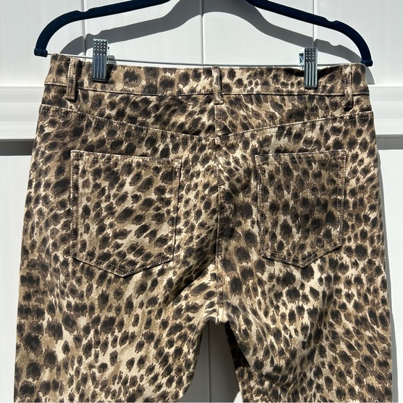 J. McLaughlin Cheetah Print Zippered Ankle Brown & Tan Jeans | Size 10 - Picture 10 of 14